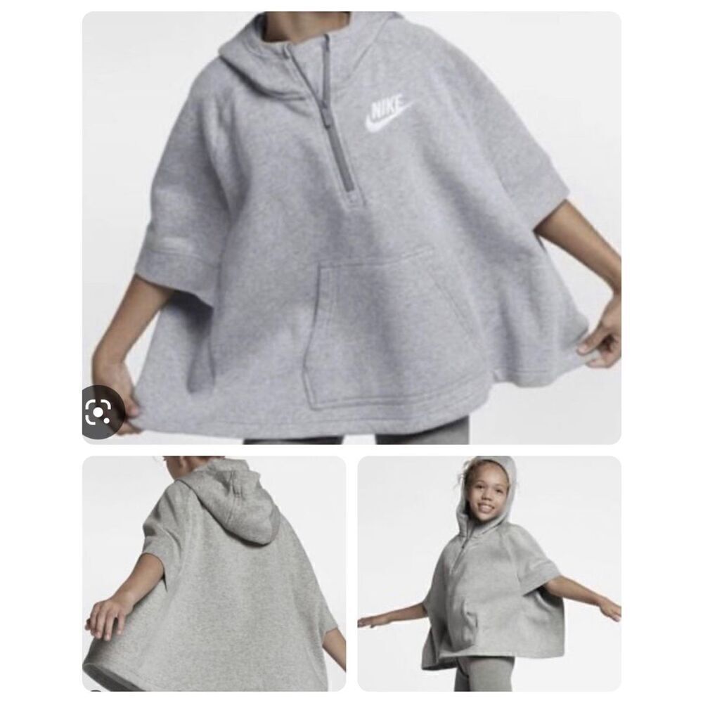 Nike Grey Girls Sweatshirt Hooded Poncho sz L
